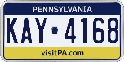 PA license plate KAY4168
