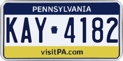 PA license plate KAY4182