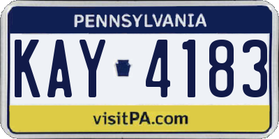 PA license plate KAY4183