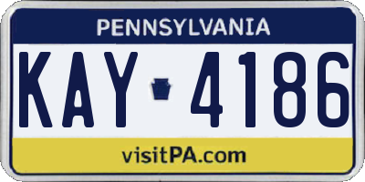 PA license plate KAY4186