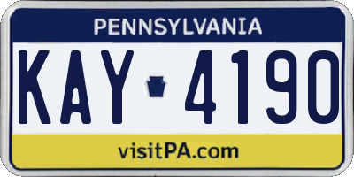 PA license plate KAY4190