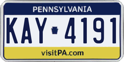 PA license plate KAY4191