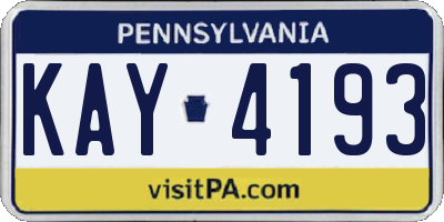 PA license plate KAY4193