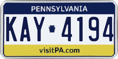 PA license plate KAY4194