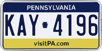 PA license plate KAY4196