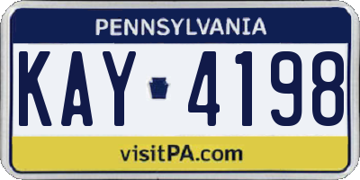 PA license plate KAY4198