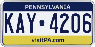 PA license plate KAY4206