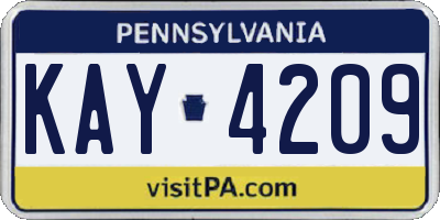 PA license plate KAY4209