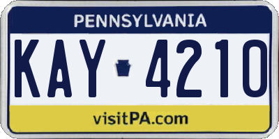 PA license plate KAY4210
