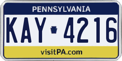 PA license plate KAY4216