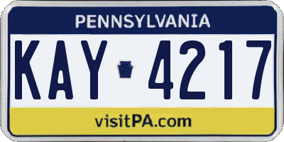 PA license plate KAY4217