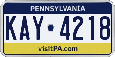 PA license plate KAY4218