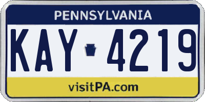 PA license plate KAY4219