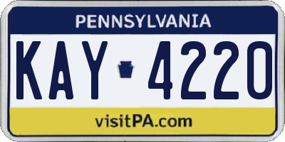 PA license plate KAY4220