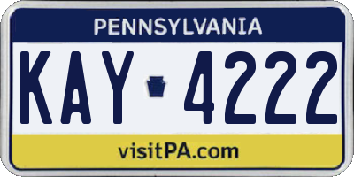 PA license plate KAY4222