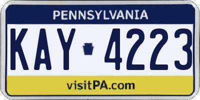 PA license plate KAY4223