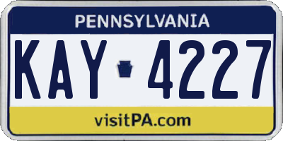 PA license plate KAY4227