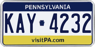PA license plate KAY4232