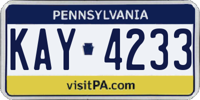 PA license plate KAY4233