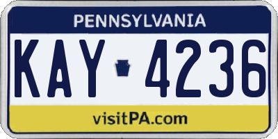 PA license plate KAY4236