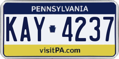 PA license plate KAY4237