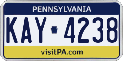 PA license plate KAY4238