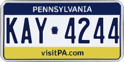 PA license plate KAY4244