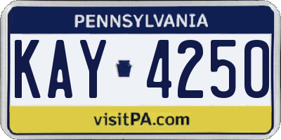 PA license plate KAY4250