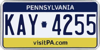 PA license plate KAY4255