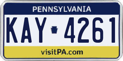 PA license plate KAY4261