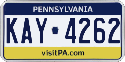 PA license plate KAY4262