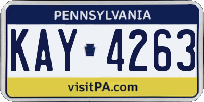 PA license plate KAY4263