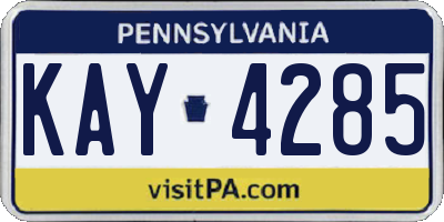 PA license plate KAY4285