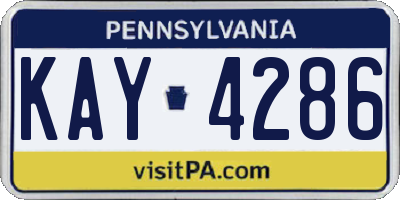 PA license plate KAY4286