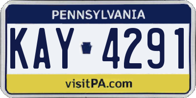 PA license plate KAY4291