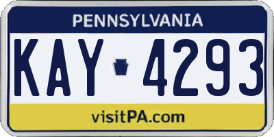 PA license plate KAY4293