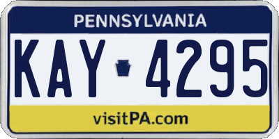 PA license plate KAY4295