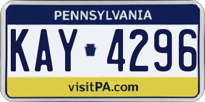 PA license plate KAY4296