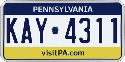 PA license plate KAY4311