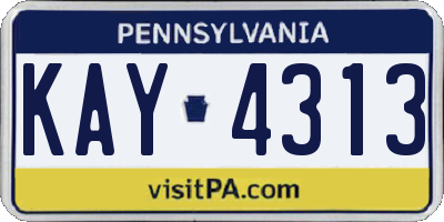 PA license plate KAY4313