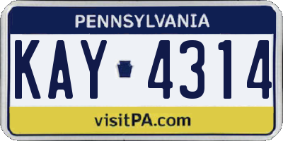 PA license plate KAY4314