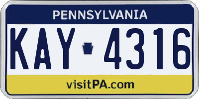 PA license plate KAY4316