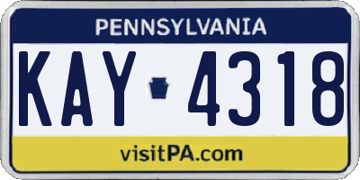 PA license plate KAY4318