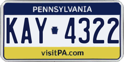 PA license plate KAY4322