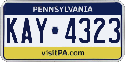 PA license plate KAY4323