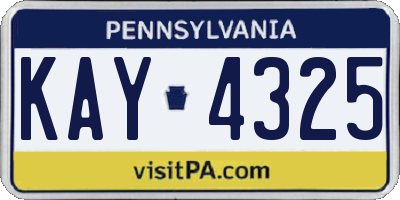PA license plate KAY4325