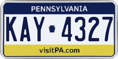 PA license plate KAY4327