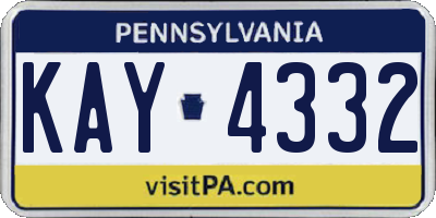 PA license plate KAY4332