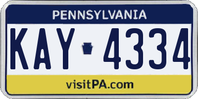 PA license plate KAY4334
