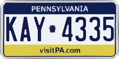 PA license plate KAY4335